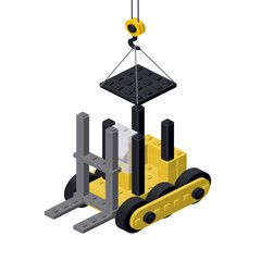 Forklift construction concept on white background. Vector