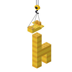 Concept for assembling a giraffe from plastic blocks. Vector
