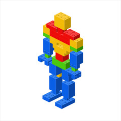 Colored standing man in isometry. Vector
