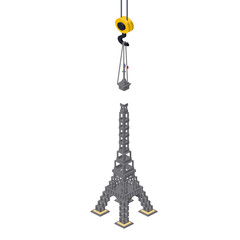Eiffel Tower construction concept. Vector