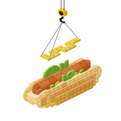 Hot dog cooking concept. Vector