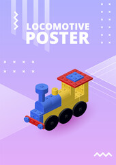 Locomotive poster for print and design. Vector illustration.