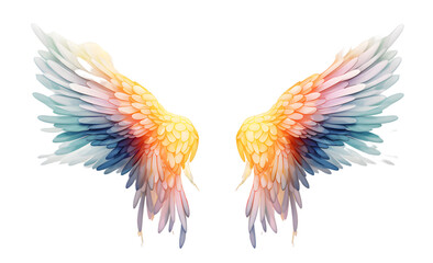 Obraz premium Beautiful magic watercolor angel wings isolated on transparent background