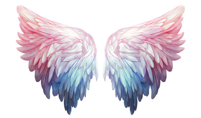 Obraz premium Beautiful magic watercolor angel wings isolated on transparent background