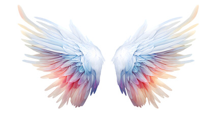Fototapeta premium Beautiful magic watercolor angel wings isolated on transparent background