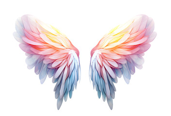 Fototapeta premium Beautiful magic watercolor angel wings isolated on transparent background