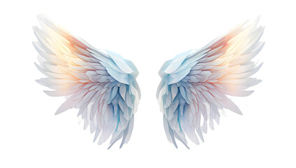 Beautiful magic watercolor angel wings isolated on transparent background - obrazy, fototapety, plakaty