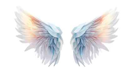 Fotobehang Beautiful magic watercolor angel wings isolated on transparent background © Oksana