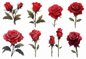 red roses isolated on white Generating By AI Technology