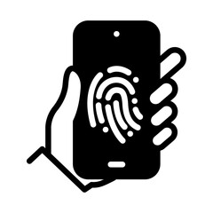 Smartphone with fingerprint identification feature. Icon about digital security system