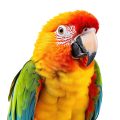 Obraz premium Isolated parrot on white, a vibrant display of tropical beauty