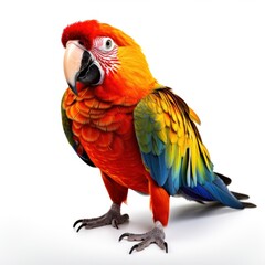Obraz premium Exotic elegance: A parrot isolated on white, showcasing radiant plumage and charismatic allure --style raw --stylize 250 --v 5.2 Job ID: f2d843c0-3b3c-41e0-93eb-68476aeb29a3