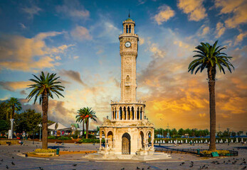 Turkey izmir old clock tower - Powered by Adobe