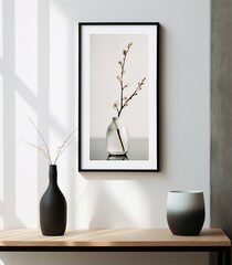 Poster mockup, poster in the room, frame on the wall, blank billboard in the room, interior of a room