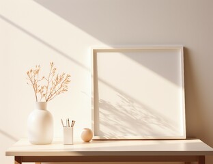 Poster mockup, poster in the room, frame on the wall, blank billboard in the room, design room