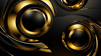 Abstract golden forms on a black background