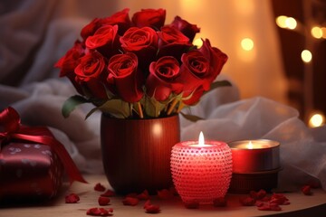 Obraz premium Romantic Valentine's Day ambiance, space for love notes