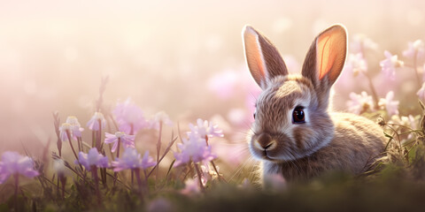Obraz premium easter rabbit in flowers