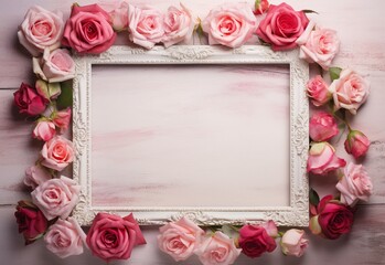 pink roses and frame Generating By AI Technology