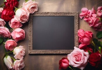 photo frame with rose Generating By AI Technology