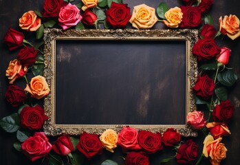 red roses frame Generating By AI Technology