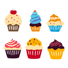 set of cupcakes with sprinkles