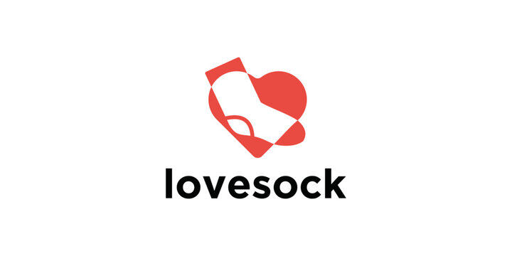 Love socks logo design concept. Socks and love logo style.