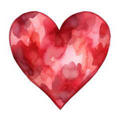 Watercolor cartoon illustration of a heart isolated on transparent background
