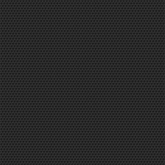 Black and red shapes, stripes, arrows and lines on a dark hexagonal carbon fiber background. Geometric shapes on a hexagonal red grid.