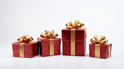 Obraz premium Stacked holiday presents wrapped in colorful paper, placed separately and standing alone.