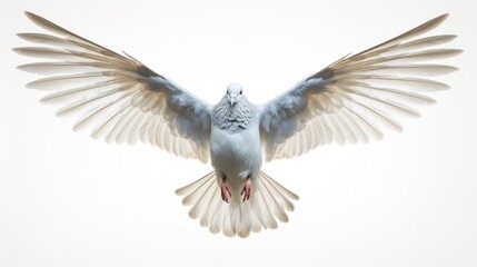 flying dove symbolizing peace and freedom isolated on white background