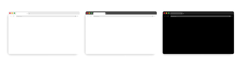 Web browser mockup in light modern flat design. computer web page in white gray and black theme. vector graphics eps10