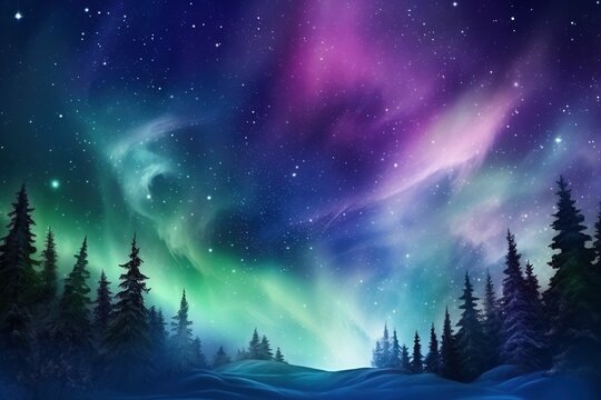 Aurora Borealis in Space background