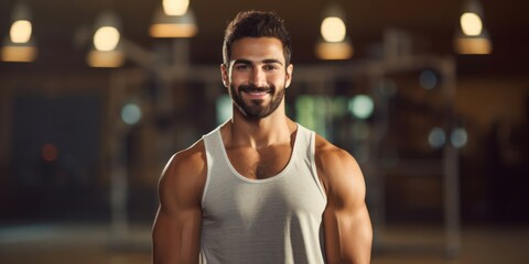 Arabic Man Fitness Trainer Occupation Career Handsome Concept Generative AI