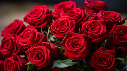 A luxurious bouquet of red roses symbolizing love