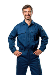 Fototapeta premium technical man wear blue uniform in transparent background