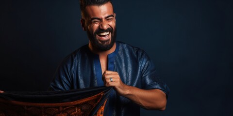 Fototapeta na wymiar Arabic Male Stylist Occupation Career Handsome Backdrop Generative AI
