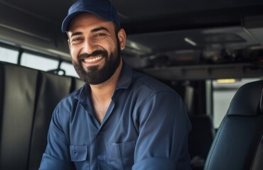 Arabic Male Truck Driver Occupation Employment Good Looking Background Generative AI