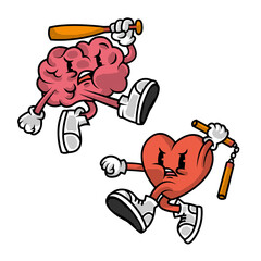 Mind versus Heart vector style vintage ilustration