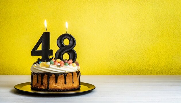 Number 48 Birthday cake. Forty-eight Birthday cake.	
