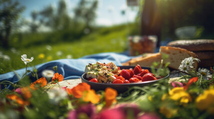 Summer picnic in the meadow.