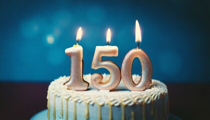 Number 150 Birthday cake. One hundred fifty number Birthday cake	
