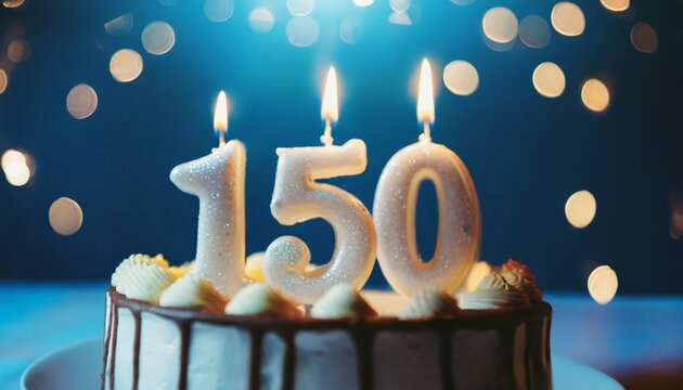 Number 150 Birthday cake. One hundred fifty number Birthday cake	
