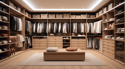 Big wardrobe of clothes and accessories.