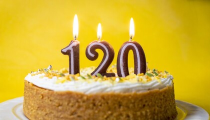 Number 120 Birthday cake. One hundred twenty number bhirtday cake.	
