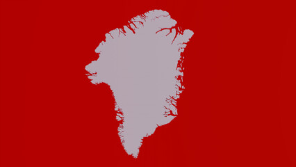 3d representation of greenland map red background white map © Pablo