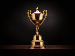 Fototapeta na wymiar Gold trophy on a dark background.
