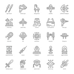 Science Fiction icon pack for your website design, logo, app, and user interface. Science Fiction icon outline design. Vector graphics illustration and editable stroke.
