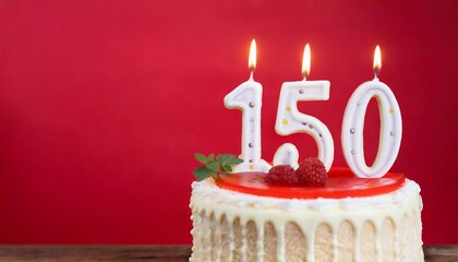 Number 150 Birthday cake. One hundred fifty number Birthday cake