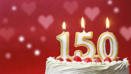 Number 150 Birthday cake. One hundred fifty number Birthday cake	